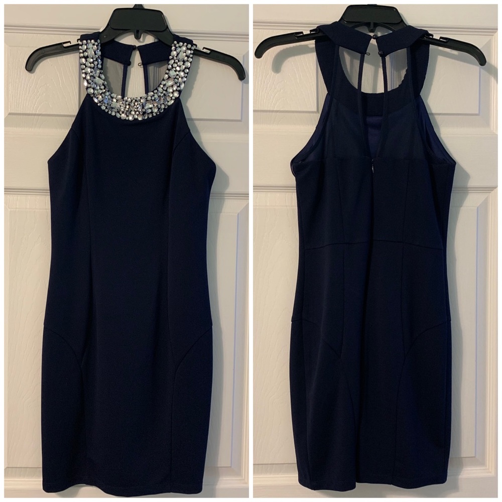 Windsor Navy Rhinestone Dress